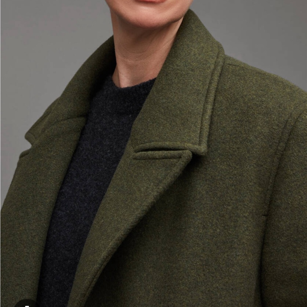 All Saints Mabel Oversized Coat with Double-Breasted Design olive green - Picture 7 of 10